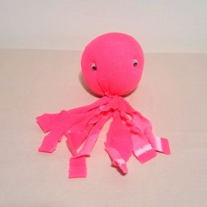 Hand Crafted Octopus Socktopus Child's Stuffed Sock Toy Solid Hot Pink Soft Fun